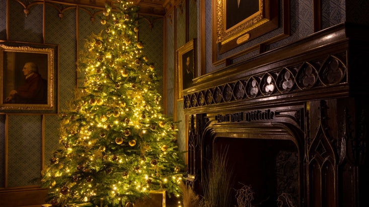 The Dining Room decorated for Christmas at Hughenden